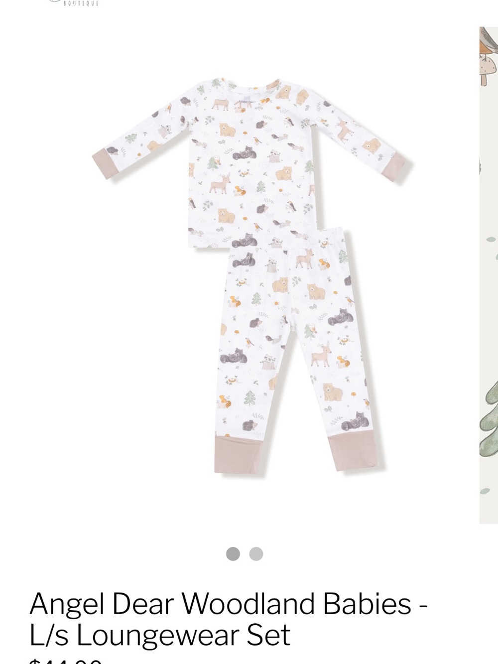 Angel Dear Woodland Babies - Long Sleeve Loungewear Set 2t